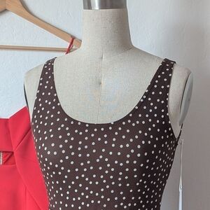 NWT Reformation Kaila Knit Wrap Midi Dress in Mocha with Polka Dots Size Small